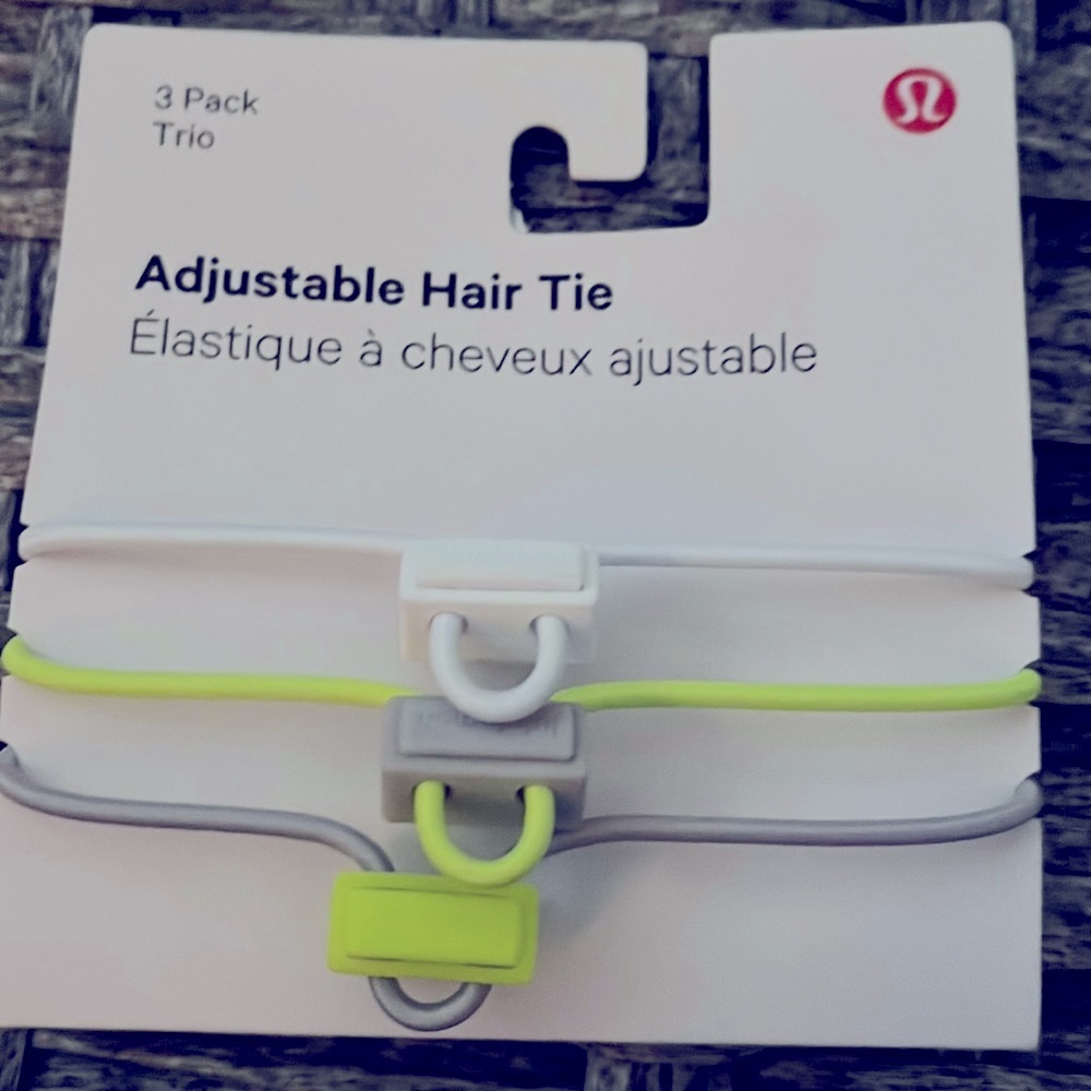 Lululemon adjustable hair ties, green, white, black